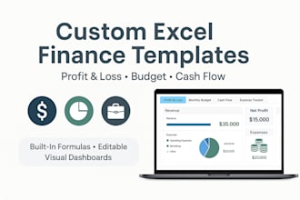 design custom excel spreadsheet template, profit and loss, finance and budget