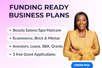 be your startup business plan writer for beauty salon, spa, haircare, ecommerce