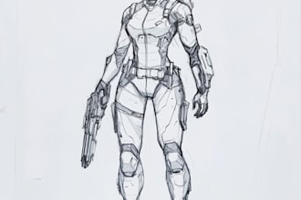 sketch of your character, sci fi fantasy, cyberpunk