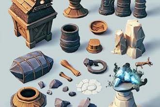 draw 2d game icons weapons objects and props