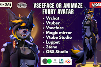 upload, model furry fursona anime nsfw vrchat or vtuber avatar for streaming