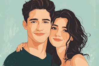 draw a romantic family couple portrait
