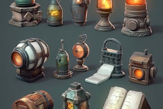 create 2d game art props, icons, items, objects