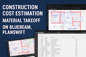 do construction cost estimation, material take off on planswift, bluebeam