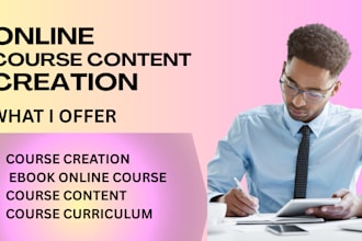 create online course content course curriculum and ebook