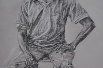 draw portrait sketches in pencil, charcoal or ink