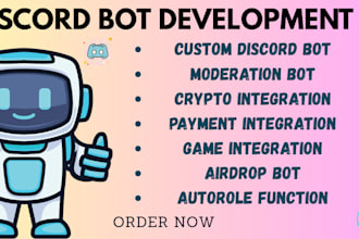 build custom discord bot autorole moderation bot game crypto airdrop chatbot