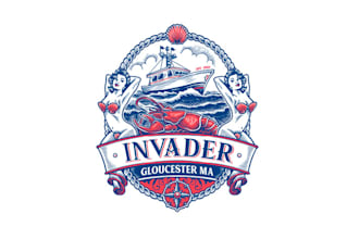 design vessels name invader commercial fishing logo