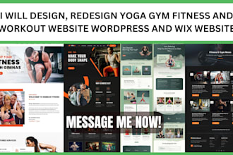 design, redesign yoga gym fitness and workout website wordpress and wix website