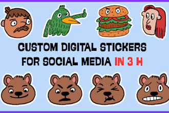 create custom digital stickers for social media in 3hrs
