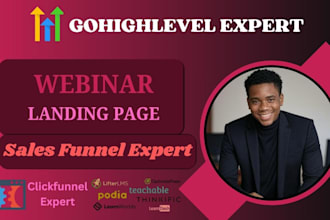 setup gohighlevel landing page, sales funnel, webinar, membership or clickfunnel
