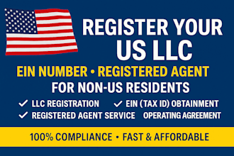 register your US llc ein number registered agent for non US residents