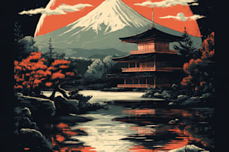 draw japanese t shirt design apparel illustration