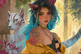 draw digital illustration in semi realistic style