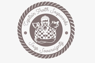 design captain froth soap works brand logo