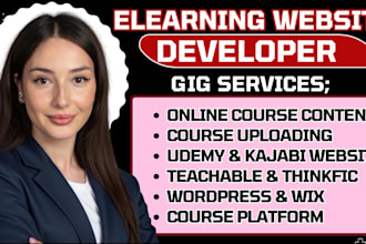 design elearning website online course lms website kajabi website thinkfic podia