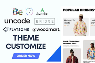 customize avada, flatsome, porto, bridge, astra pro, woodmart theme