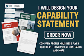 design a effective government capability statement company profile bid proposal
