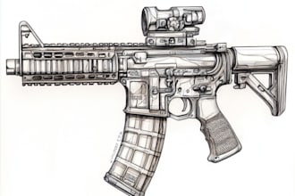 create a 3d weapon illustration