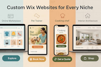 design wix marketplaces, pet trainer, cooking website, interior architecture