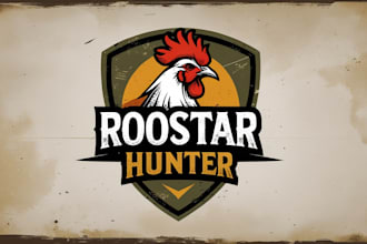 make outstanding rooster hunter logo with express delivery