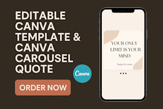 design editable canva template, canva carousel quote for instagram linkedin