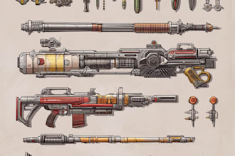draw a 3d weapon illustration for gaming
