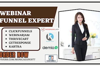 setup webinar funnel clickfunnels webinarjam thrivecart getresponse kartra demio