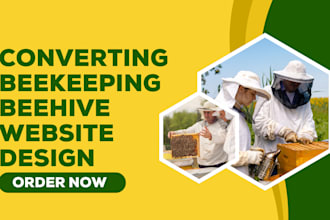 create responsive beekeeping website, honey production and beehive landing page
