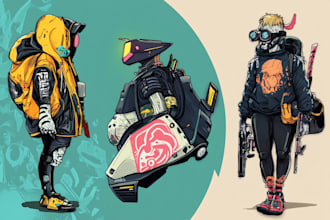 create concept art of cyberpunk and streetpunk illustration