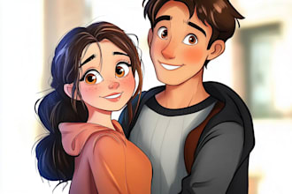 draw amazing disney style cartoon portrait from your photo