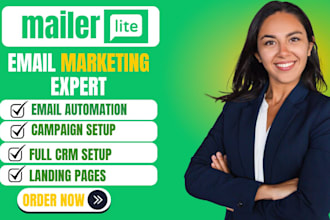 setup mailerlite email marketing automation, landing page, and template design