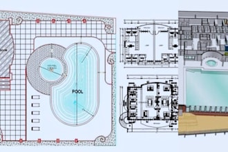 design swimming pool permit set, site plan, pool design and construction drawing