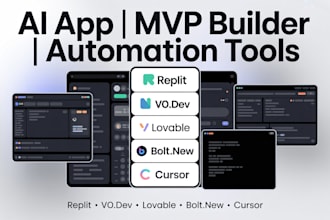 build ai app, mvp, automation tool using replit, v0, lovable, cursor, bolt new
