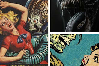 draw horror comic book art vintage comic cover in retro style, graphic novel