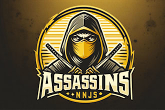 do unique ninja on yellow mask logo for your business