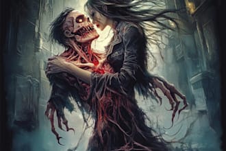 make a fantasy horror character art and illustration