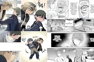 draw custom manga comic illustration webtoon comic page in anime manga art style