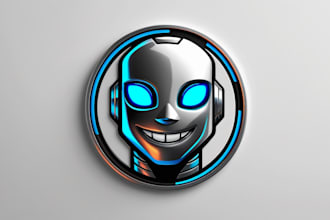 design creative robot head mascot logo