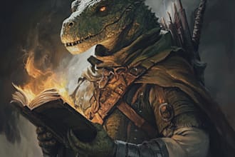 make a dragons and dnd character illustration