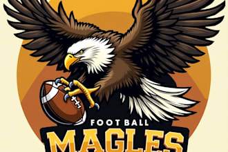 design high quality eagle fly football mascot logo with unlimited revision