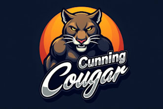 design an awesome cougar head mascot logo with express delivery