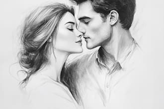 draw a romantic family couple portrait
