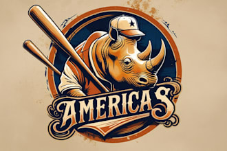 make awesome rhino baseball logo for you with a new concept