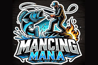 design high quality fishing mascot logo with free source file