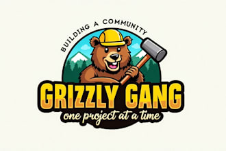 design an awesome grizzly gang mascot logo with express delivery