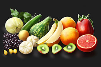 illustrate digitally realistic botanical fruits or veggies