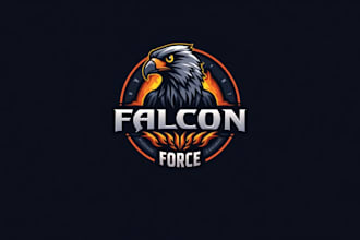 design an awesome falcon force mascot logo with express delivery