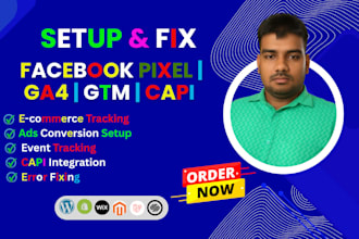 setup ga4 and GTM conversion tracking for google and facebook ads