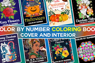 create custom color by number KDP book cover and interiors